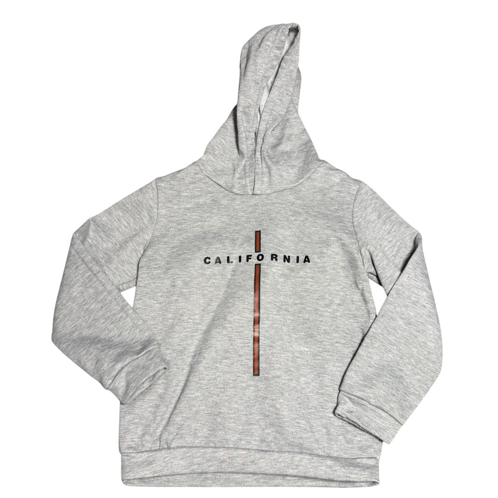 California Graphic Hoodie Heather Gray Kids Size 7-8Y Pullover Sweatshirt